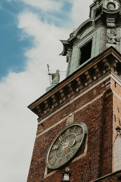 Close up shot of a clock on Prague clock tower