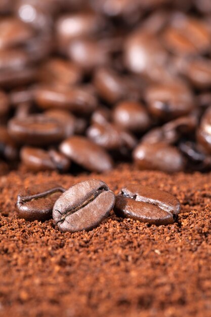 Close up shot of coffee beans