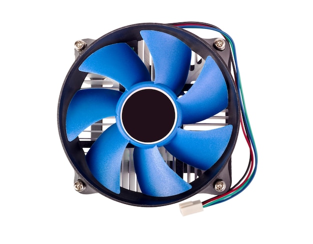 Close-up shot of computer CPU cooler isolated on a white background