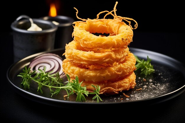 Close Up Shot of Crispy Fried Onion Rings