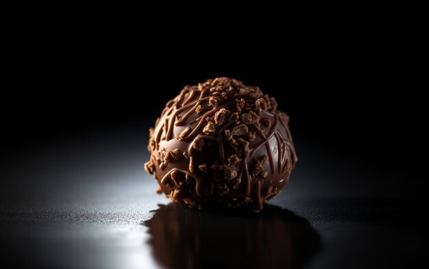 A Close up Shot of a Decadent Chocolate Truffle with a Shimmer Generative AI