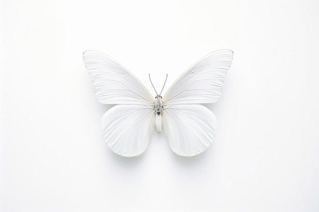 白い表面に対する細な蝶のクローズアップショット