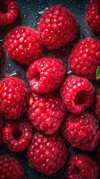 맛있는 딸기 배경 생성 인공 지능의 클로즈업 샷