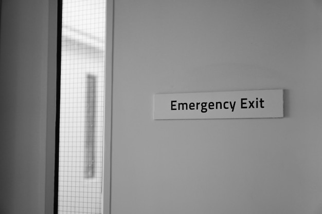 Close up shot of emergency exit. Emergency exit building