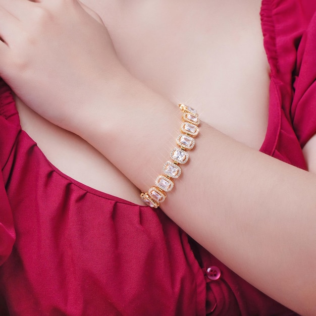 Close-up shot of female hands with bracelet