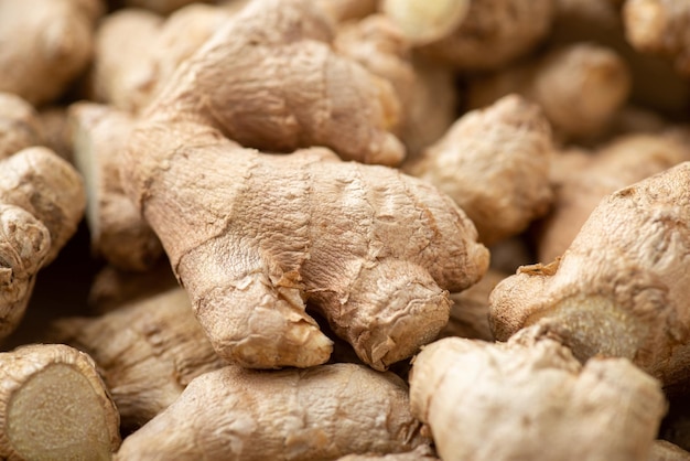 Close up shot of ginger root