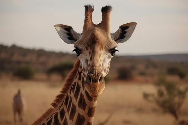 Close up shot of giraffe head AI generated