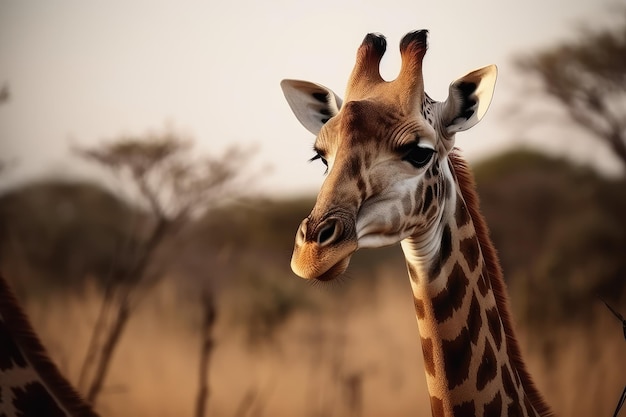 Генеративный ИИ головы жирафа крупным планом