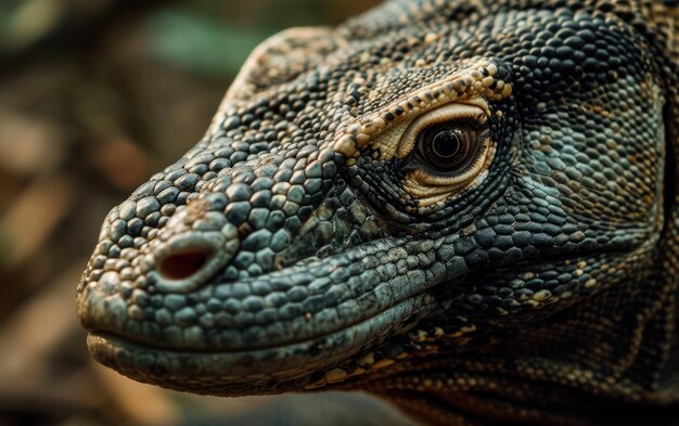 close up shot of a komodo dragon textured skin