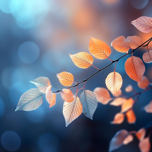 A close up shot of many colorful leaves on a branch