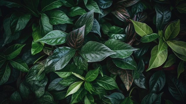 A close up shot of many different leaves