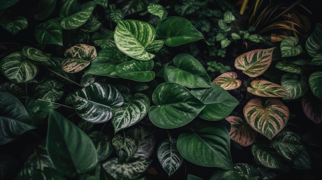 A close up shot of many different leaves