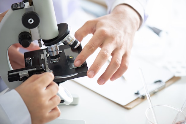 Close-up shot of microscope 