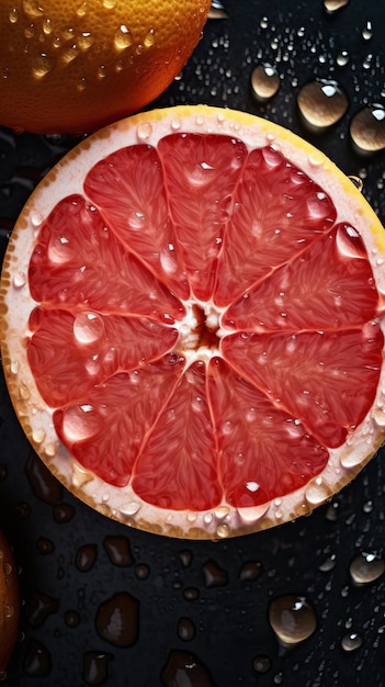 Фото Крупный план свежего грейпфрута, разрезанного пополам генеративным ай