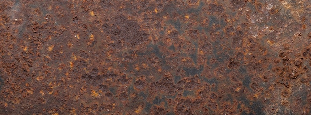 Close up shot of an old dirty rust metal plate surface texture for banner background