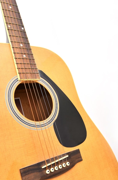 Close up shot photo of the acoustic guitar