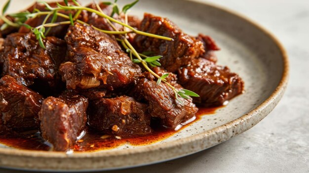 Close up shot of a plate of Beef Rendan