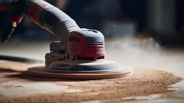 A close up shot of a power sander in action for smoothing surfaces