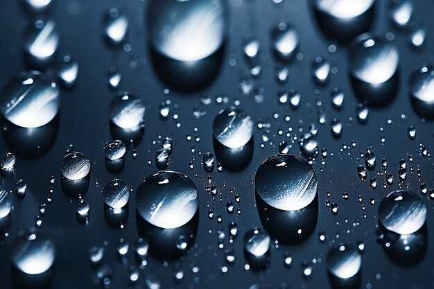 Close up shot of raindrops on the surface of a lake or pond