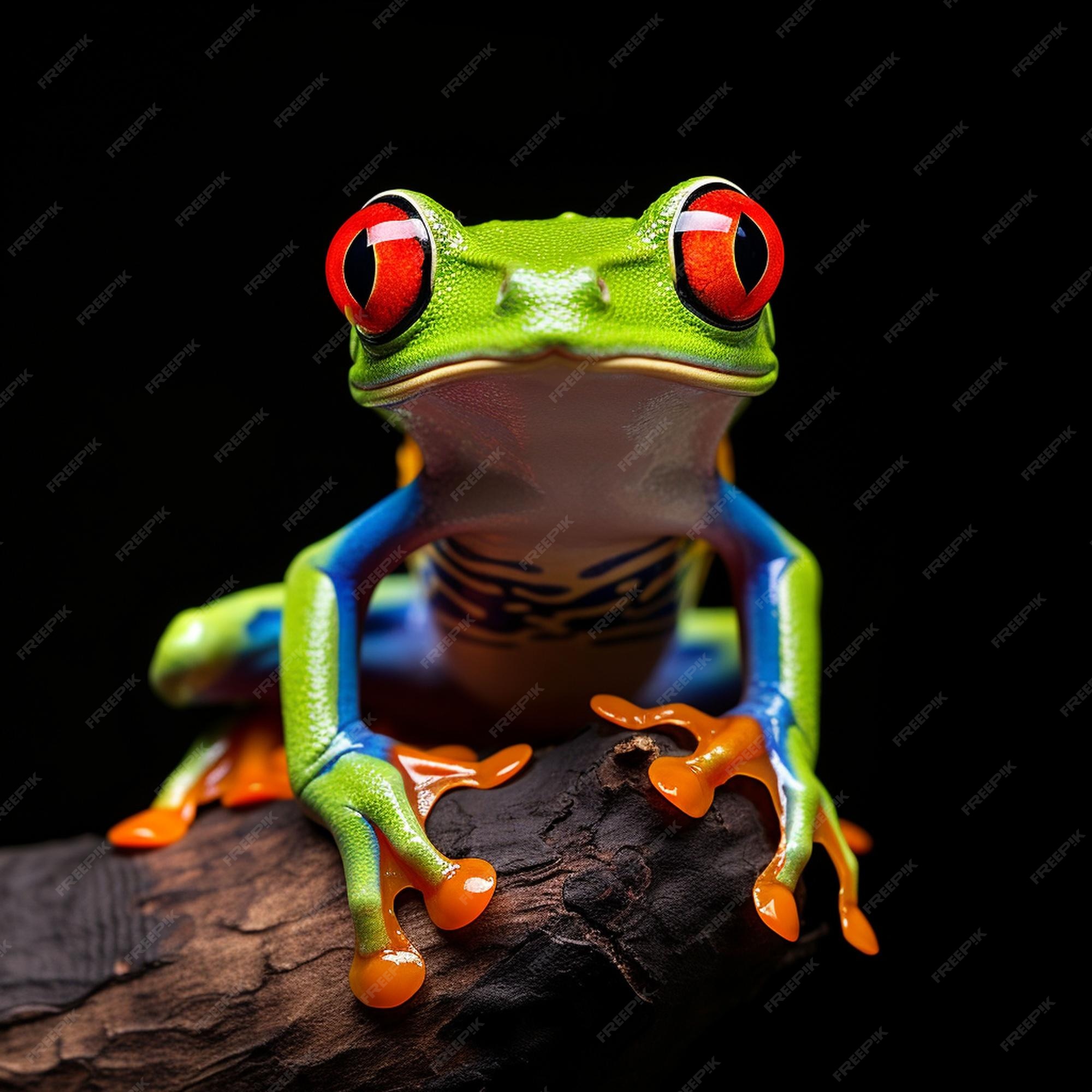 Premium AI Image | Close up shot of a red eyed tree frog on black