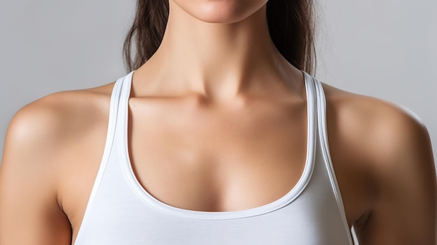 Close up shot of unrecognizable fit woman wearing blank tank top yoga pants Generative AI