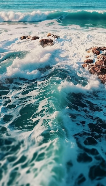 close-up shot van blauwe oceaanwater tijdens de dageraad