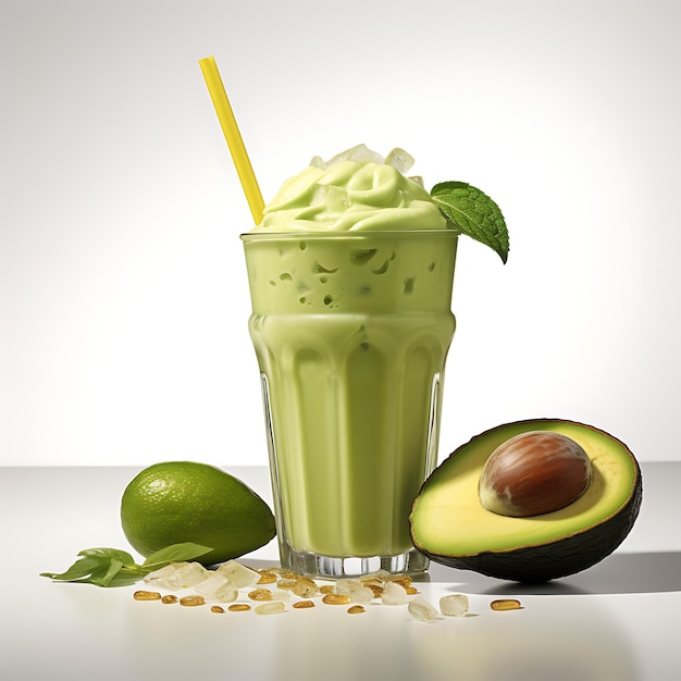 Close-up shot van een avocado drink sap en smoothie perfect voor drankcatalogus