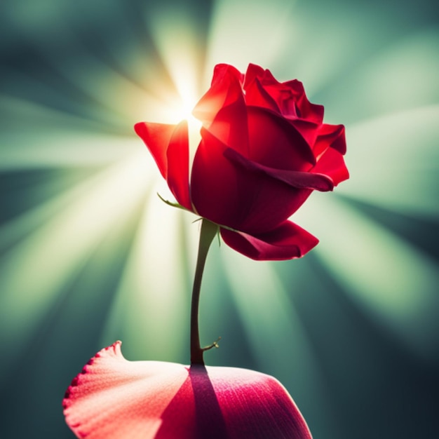 close-up shot van een rode roos met dynamische achtergrond