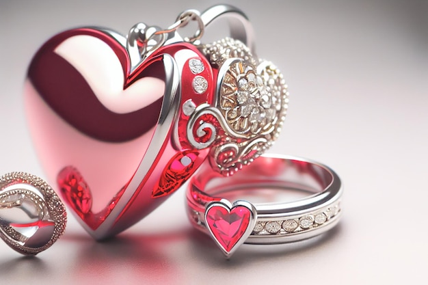 Close-up shot van hart sieraden voor Valentijnsdag achtergrond met kopie ruimte Cadeau-ideeën voor Valentijn