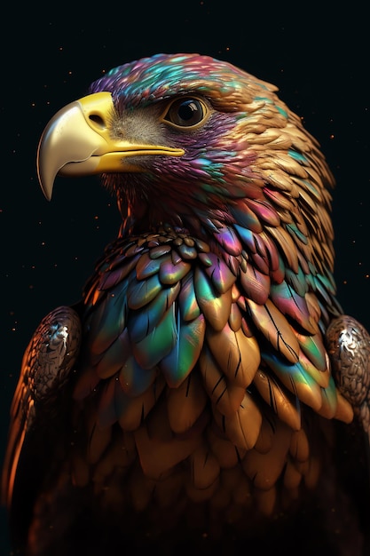 Close-up shot van kleurrijke adelaar generatieve ai