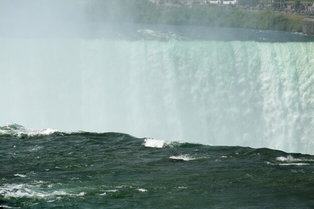 Close-up shot van niagara falls vanuit de staat new york, vs