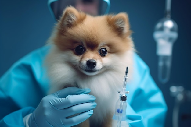 Close up shot veterinarian caring for a dog generative ai