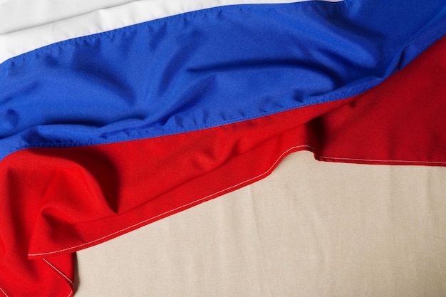 Photo close up shot of wavy flag of russia