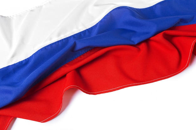 Close up shot of wavy flag of Russia