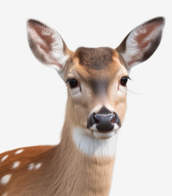 Photo close up of sika deer on pure white background generative ai