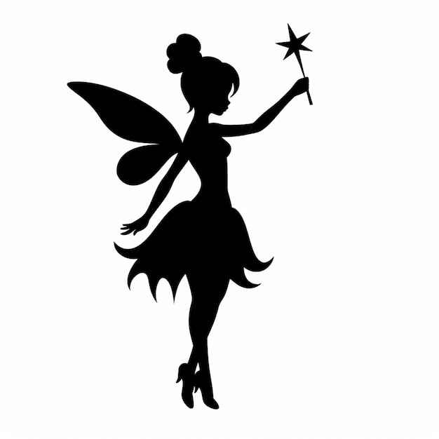 A close up of a silhouette of a fairy holding a star generative ai