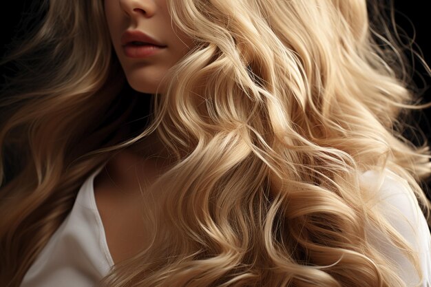 close up of silky luxury curly hair