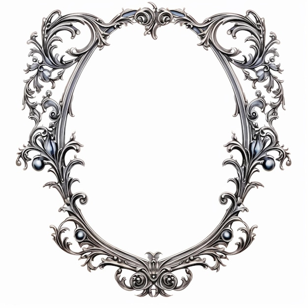 a close up of a silver frame with a decorative design generative ai