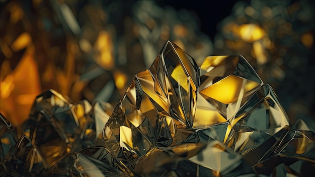 A close up of silver and gold crystals