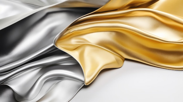 A close up of silver and gold silk