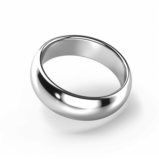 A close up of a silver ring on a white surface generative ai