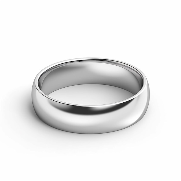 Близкий взгляд на серебряное кольцо на белой поверхности