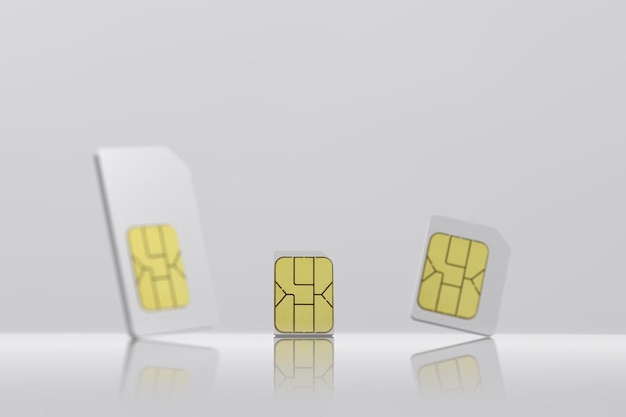 Photo close-up of sim cards against white background