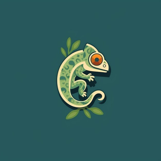 Photo close up of simple chameleon smooth edges minimalist 2d icon style