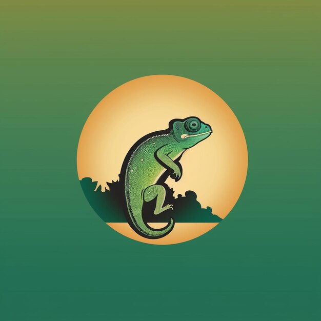 Photo close up of simple chameleon smooth edges minimalist 2d icon style