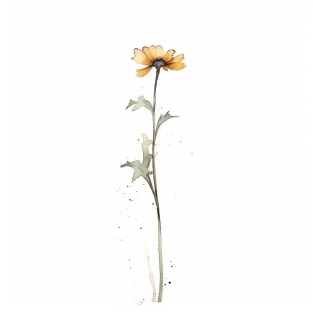 A close up of a single yellow flower on a white background generative ai