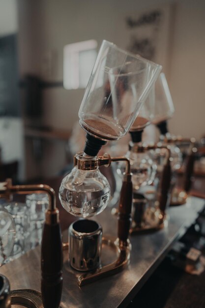 Photo close-up of siphon coffee