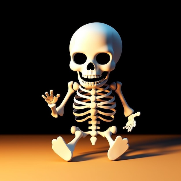 a close up of a skeleton with a hand up in the air generative ai