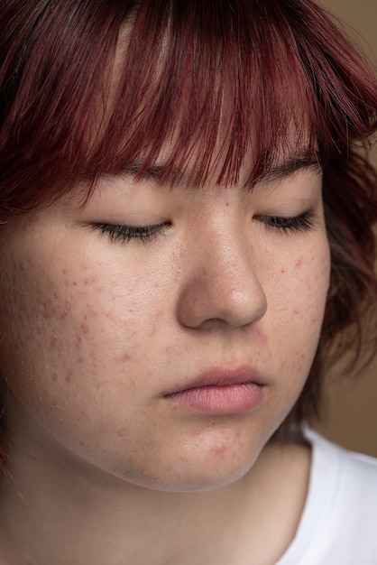 Close up on skin pores during face care routine