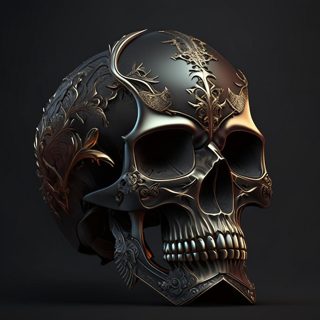 Close up of a skull with design on it generative ai